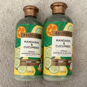 2 pack! Beloved Mandarin & Cucumber Vegan Shower Gel - Green & Orange